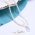 Necklace High Quality Aesthetic Jewelry Baroque Cultured Natural Pearl Rice Beads Double Necklace