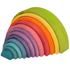 Educational Toy Wooden Rainbow Stacking Game Building Blocks Sets Educational Toy For Kids