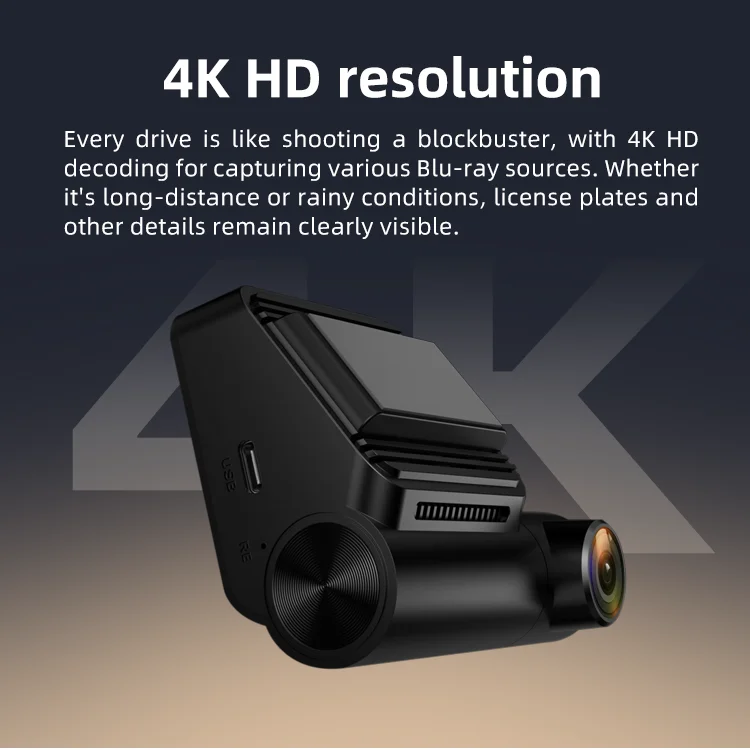 Dash Cam 2 Channel 2160P ADAS 2.0 Inches IPS LCD Dual Lens Dash Cam 4k+1080P Black Box F1.8 with WIFI App Control for Agent supplier