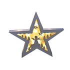 Star Led Light Decoration Design Rustic Christmas Wooden LED Star Lights Tabletop Ornaments For Home Decoration