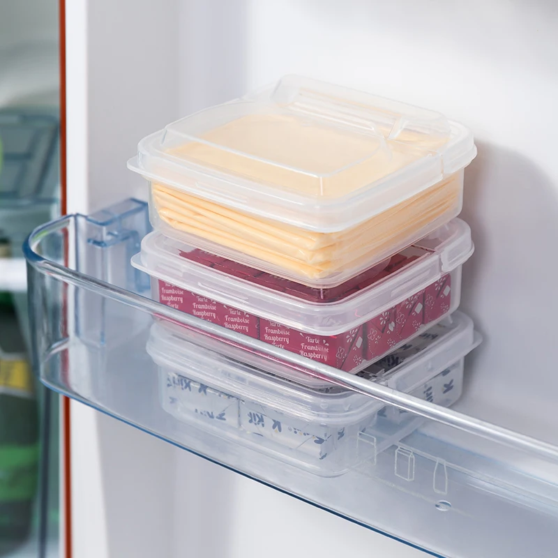 Cheese Storage Cartridge Box Portable Refrigerator Fresh-Keeping Organizer Box Transparent Kitchen Cheese Storage Container