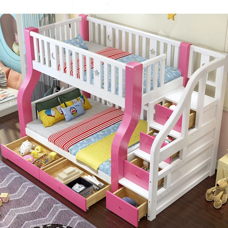 YQ FOREVER Children Bedroom Furniture Sets Modern Solid Wooden Bunk Bed for Kids