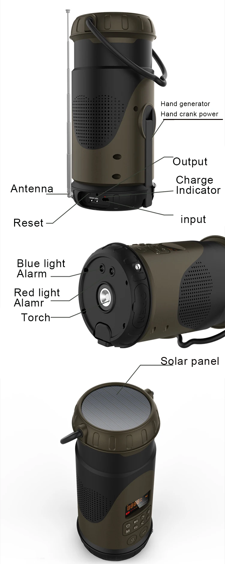 2023 Camping lantern Hot Sale noaa wb am fm dab radio multi Speakers global satellite signals 500Km marine noaa wb radio 