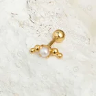 Earrings Ball Stud Earrings Gemnel New Arrivals Illume Curved Screw Ball 14k Gold Plated Bead Pearl Stud Ear Women Earrings