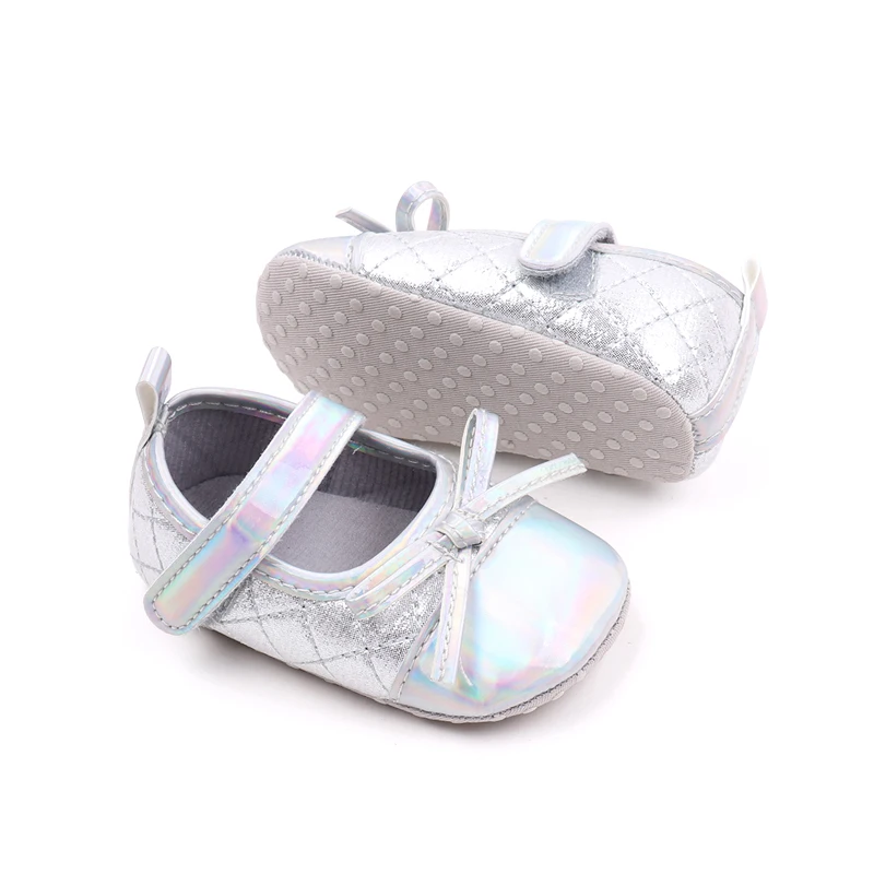 New Spring and Autumn Bright Face Diamond Check Bow Soft Soled Baby Shoes for Girls manufacture