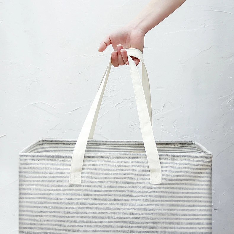 E133 Cotton Handle Oxford Fabric Foldable Laundry Basket Collapsible Laundry Hamper  Large Capacity Waterproof Laundry Bag
