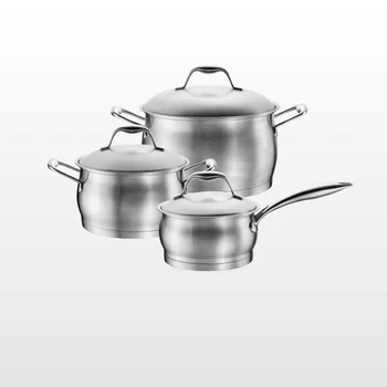 Hot selling 6 Pieces Set 14 to 30CM size choice, w/ Encapsulated Base &  Bakelite Handle Belly Shaped Kitchen Cookware
