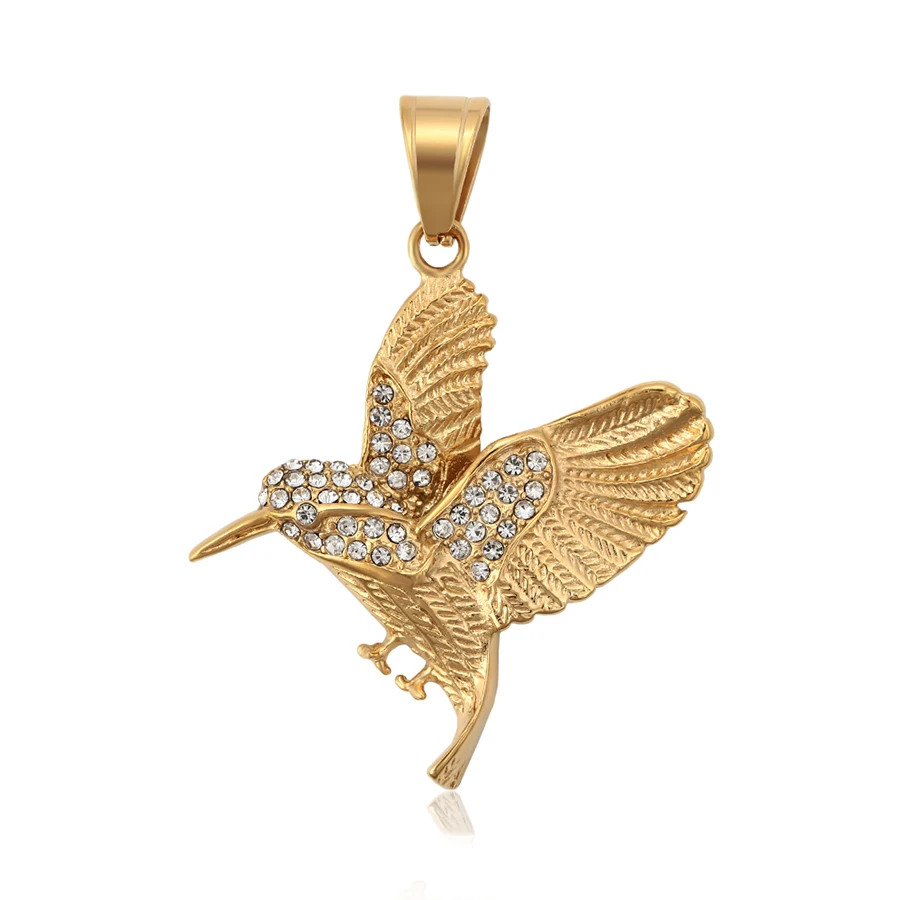 35426 Xupign fashion jewelry 24K gold color flying bird shape stainless steel pendant