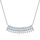 Stone Pendant 925 Sterling Silver White Cubic Zirconia CZ Stone Necklace Square Bar Pendant Necklace For Women