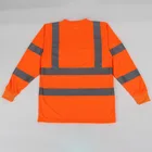T-shirt Reflective T-shirt Fluorescent Orange Long Sleeves High Reflective Safety T-shirt Plus Size