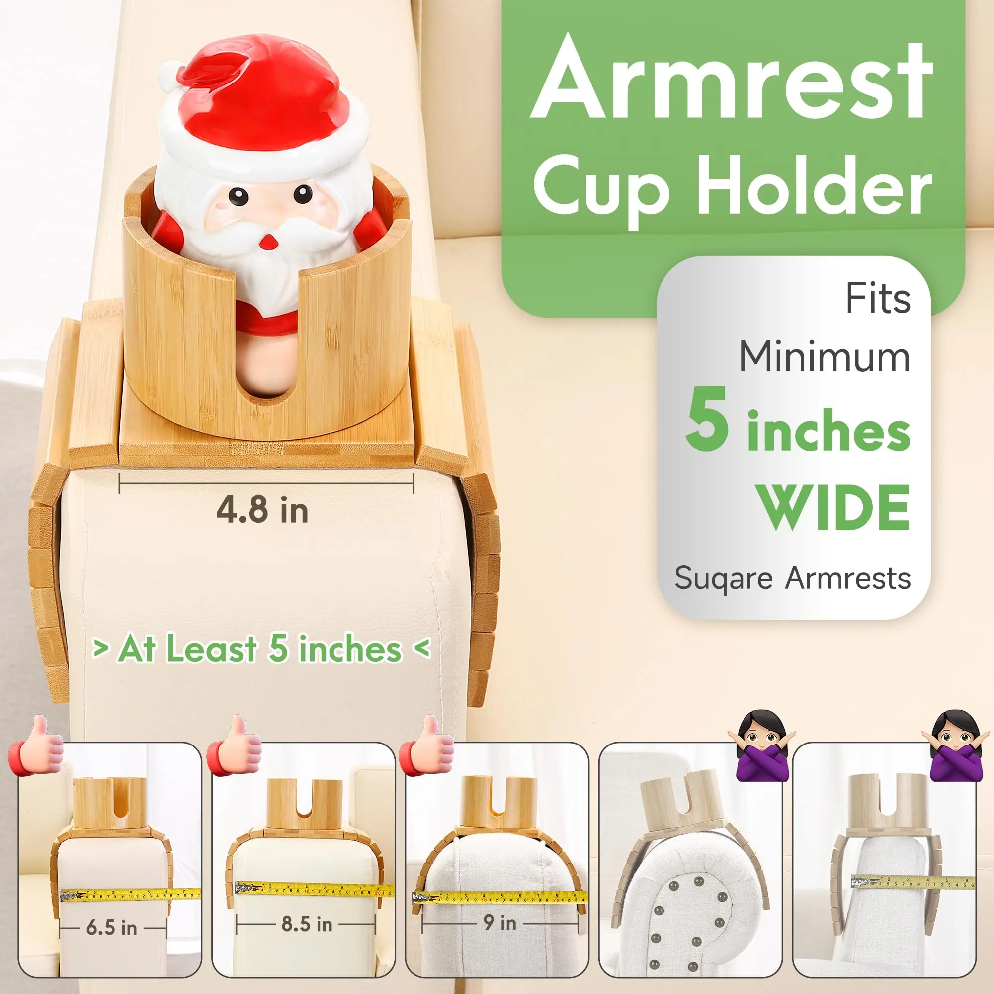 product bamboo sofa armrest cup holder couch arm cup holder anti slip couch drink holder for sofa arm home living room storage organizer-5