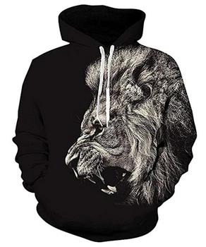 winter warm polyester long sleeve 3d lion pattern premium hoody design your own brand men sweaters hoodies