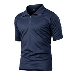 Wholesale Men's Outdoor Short Sleeve 100%Polyester  Polo Shirts Hiking Breathable Mesh Golf T-Shirts Tactical Tops