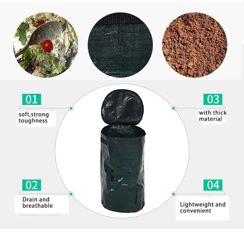Collapsible gardening bag 272l reusable garden waste bags round reusable garden waste bags with closing cord