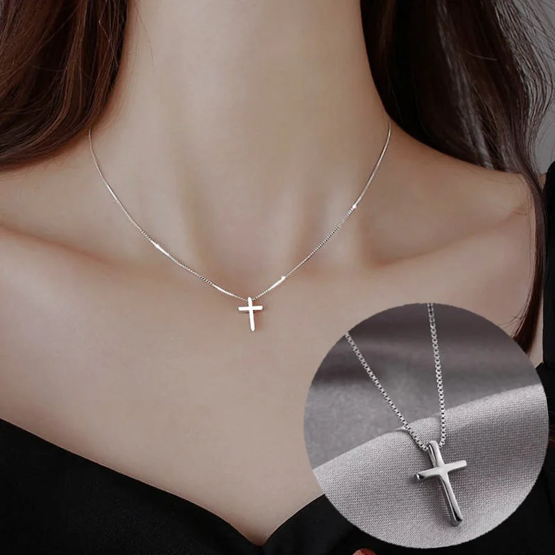 Sense 925 Silver Cross Pendant Necklace 