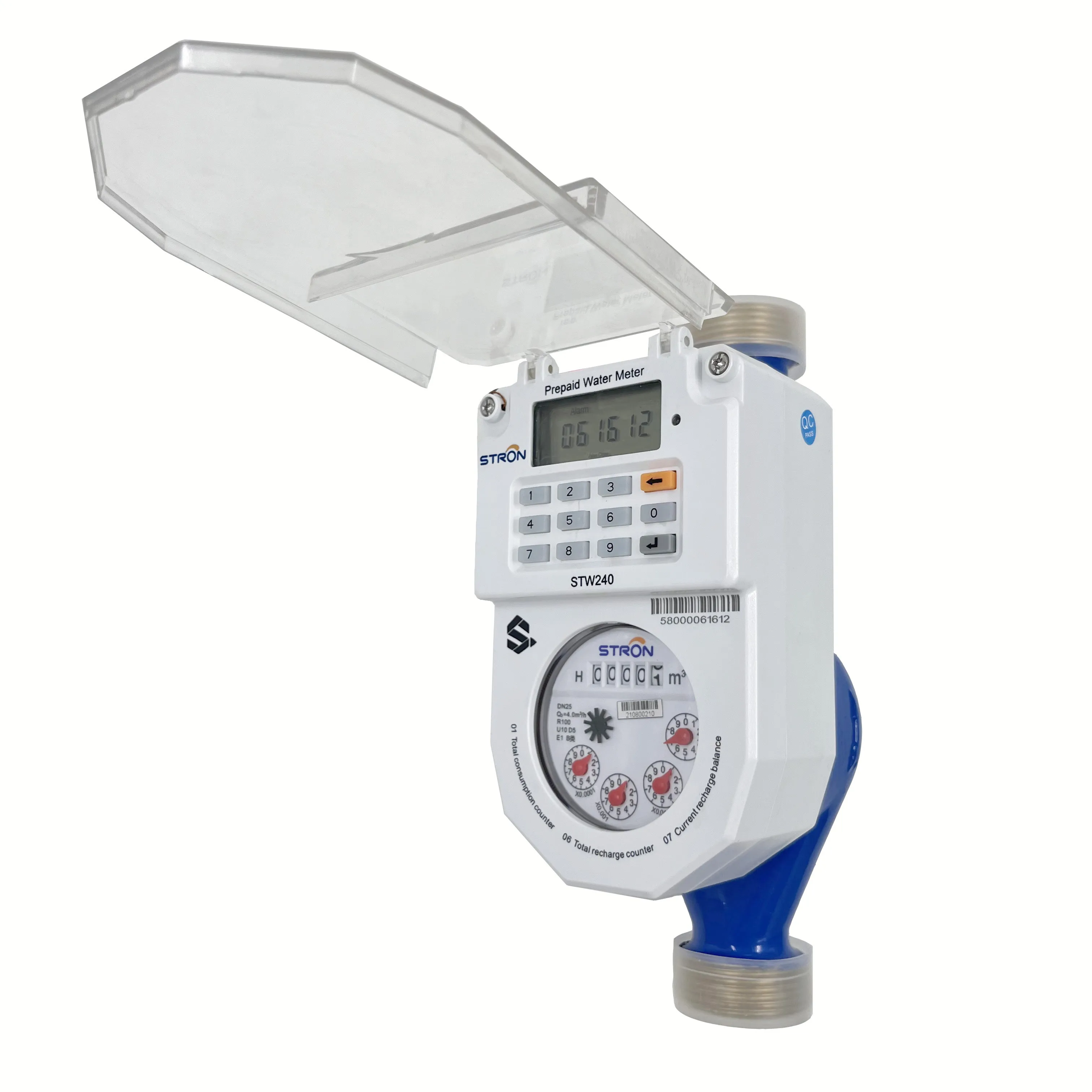 RS485 Communication Protocol Body Sensitive Prepaid Water Meter with 16 Bar Maximum Working Pressure and Lithium Battery