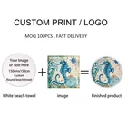Beach Towel Beach Custom Printed Microfiber Round Beach Towel With Drawstring Backpack