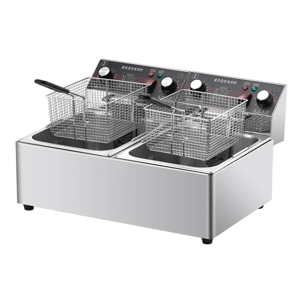 Cheap Made in China Semi Automatic Operation Multi-function Practical Double Layer Safety Commercial Deep Fryer