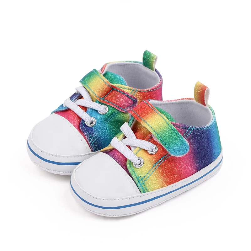 New Arrival Bling rainbow Color Canvas Baby Sneakers Shoes Toddler Shoes Unisex manufacture