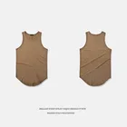 Vest Custom High Street Retro Old Sleeveless Loose Waistcoat Solid Color Summer Cotton Men'S Vest