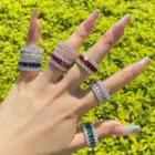Cubic Zirconia Jewelry Dylam Luxury Rainbow Multi Color S925 Silver Cubic Zirconia Jewelry Engagement Ring For Women