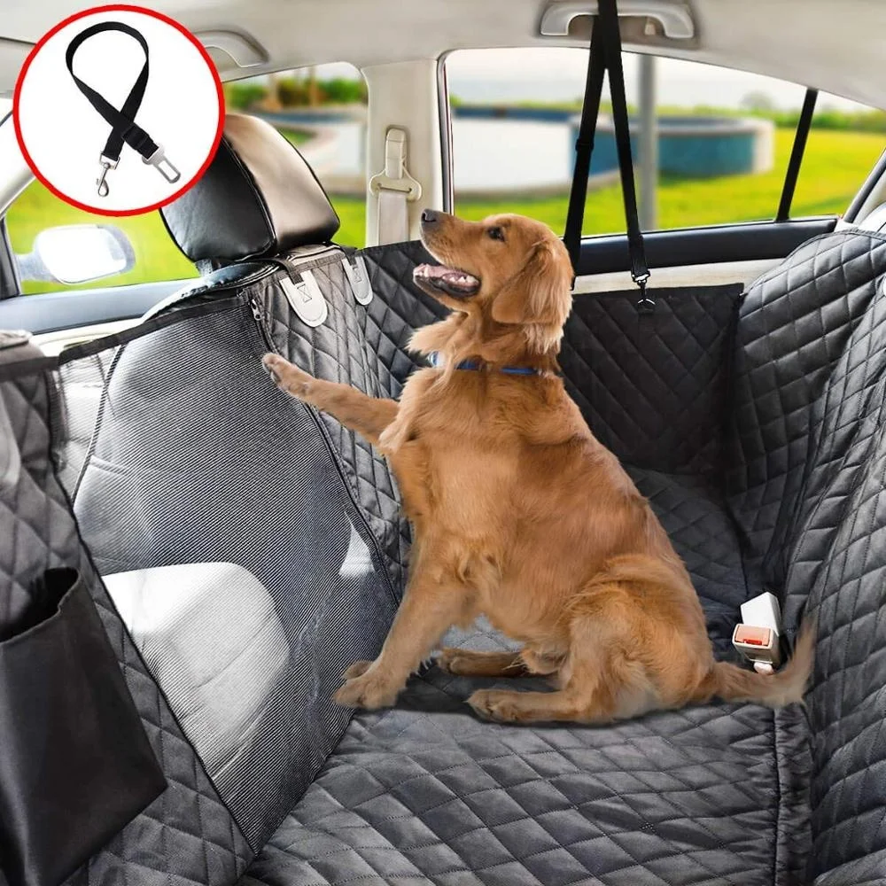 Dog Car Seat Cover 100% Waterproof Pet Seat Cover with Mesh Window Scratch Proof Nonslip Dog Car Hammock Backseat Dog Cover for Cars Trucks SUV 