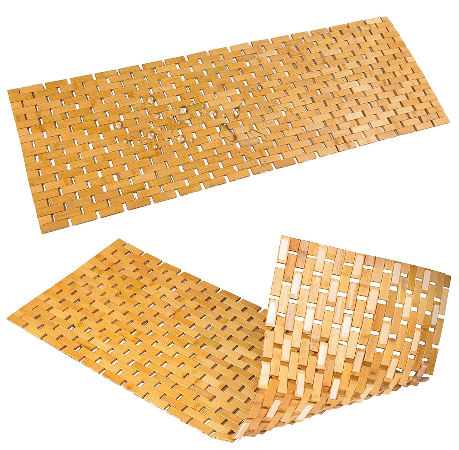 SOPEWOD Bamboo Shower Mat Bathroom Floor Anti Slip Bath Mats Rectangular shape Bamboo Shower Mat