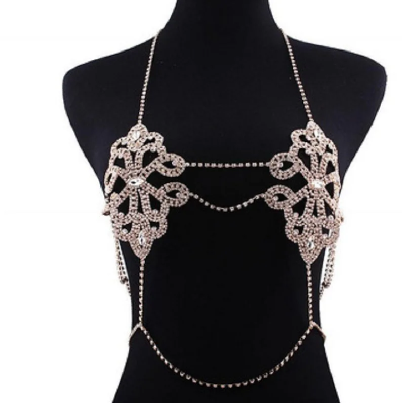 Luxury Crystal Rhinestone Body Harness Sexy Bikini Chain Jewellery