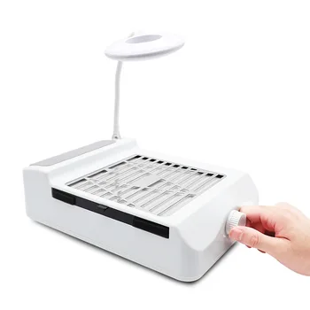 3 in 1 electric 60w rechargeable nail dust collector wireless  cleaner manicure machine table light hand pad with filter