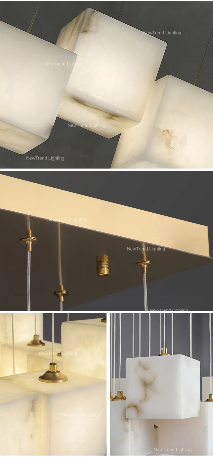 CPL-239 Custom Interior Decoration Lighting Restaurant Shop Home Villa Staircase Modern Marble Block LED alabaster Chandelier supplier