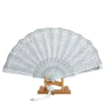 BSBH Wholesale  Hollow plastic Silk cloth Hand held fan Customized Foldable hand fan for wedding