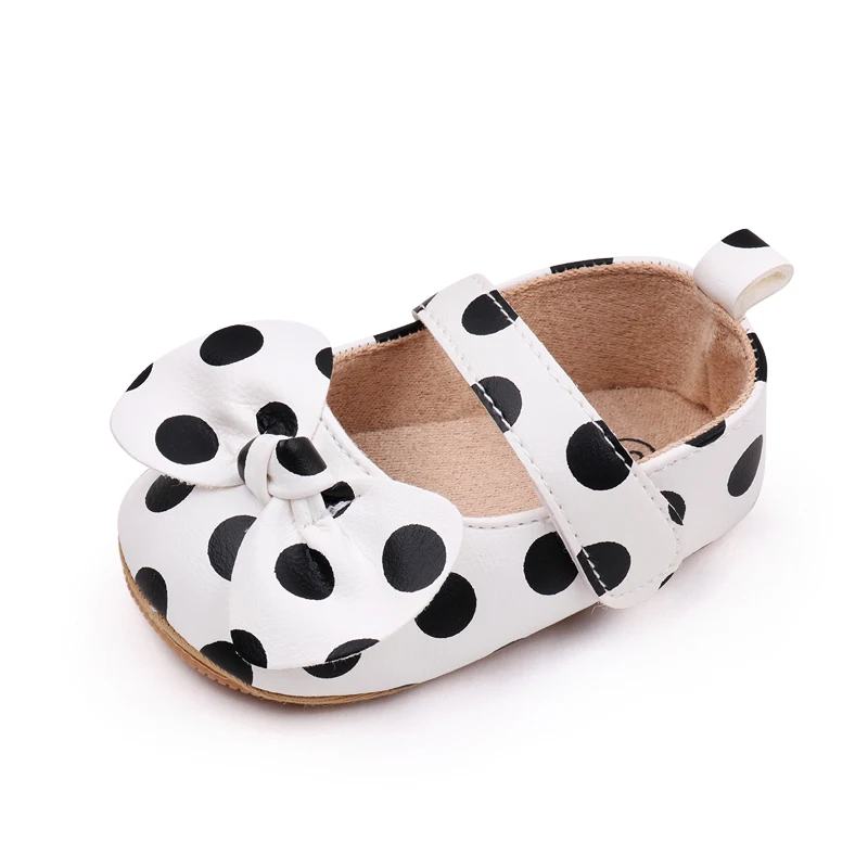 Spring & Summer Color Matching Polka Dot Bow Soft Soled Non-slip Baby Shoes for Girls factory