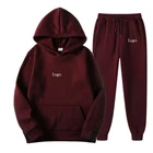 Long Custom Printing Embroidery Logo Crop Top Long Sleeve Sweat Sets Casual Fashion Warm Women's Hoodies Sweats