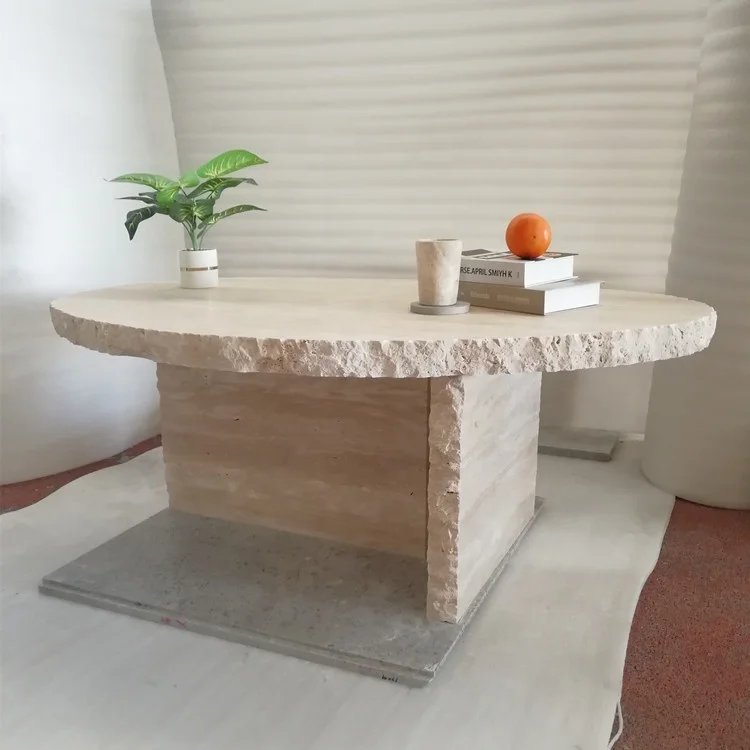 travertine marble side table