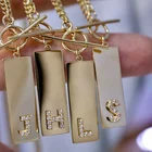 18k Real Diamond Ins Simple Style 18K Real Gold Jewelry Rectangle Diamond Letter Necklace