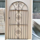Gate Factory Q235 Europe Style Round Style Steel Powder Coated Single Double Garden Gate And Poles