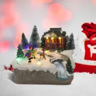 Christmas Village House Resin Ornament With Led Light For Christmas Home Decorations