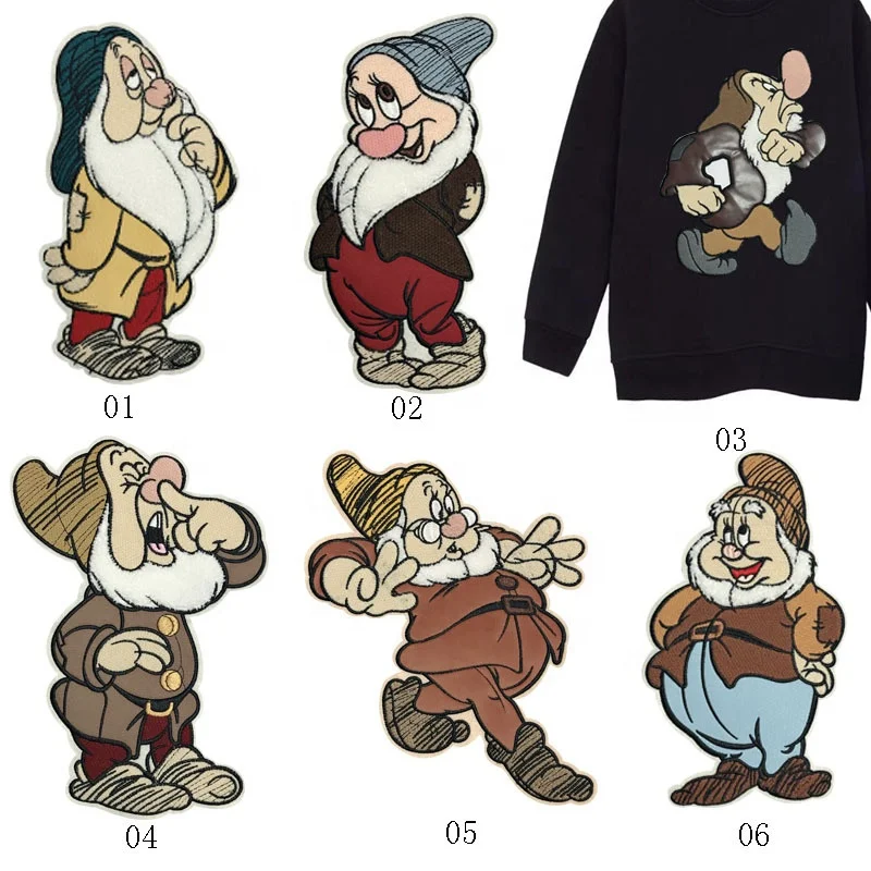 Cartoon Character Seven Dwarfs Leather Fabric Sticker Clothing Diy  Versatile Chenille Embroidery Patch - Buy Leather Embroidery Patches,Cartoon  Embroidery Patches,Embroidery Custom Chenille Patch Product on 