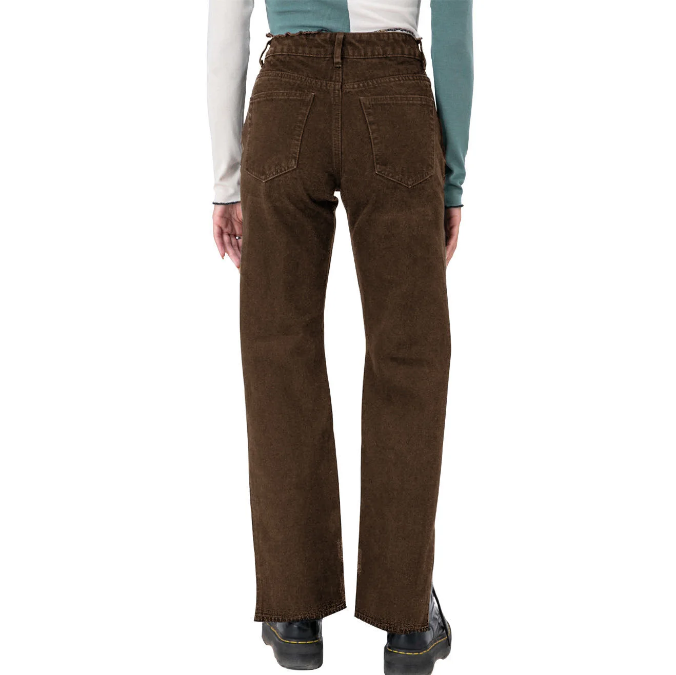 Women's High-End Euro-American Stretch Slim Cut Jeans Casual Mid Waist Solid Color Denim Trousers Straight Style factory