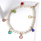 Pearl Pendant Charms Luxurious Delicate Pearl With Colorful Stone Pendant Charms Bracelet Jewelry For Woman/ Girls