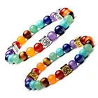 Hand Made Rudraksha Wood Beads Jewelry Crystal Essencial Oil Lava Stone OM Chakra Bracelets Healing Natural Stone For Men
