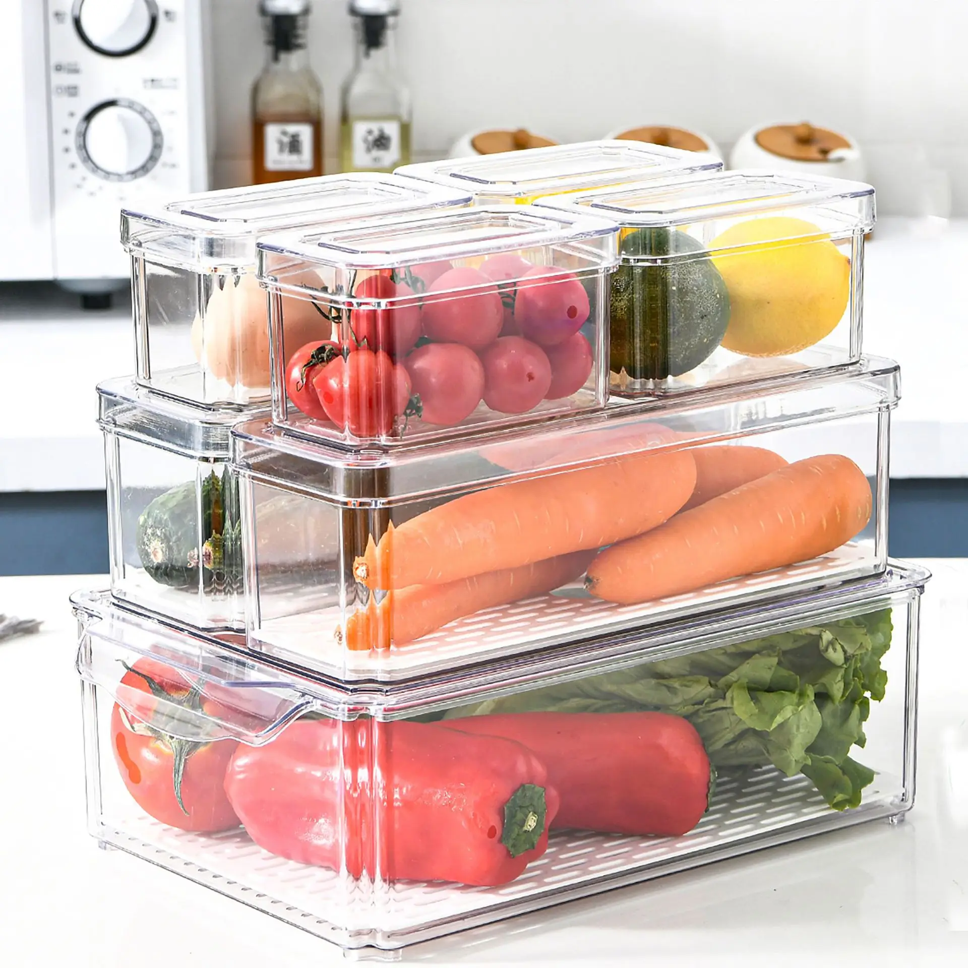 7pcs Stackable BPA-Free Pantry Storage Bins  Food Drinks Fruits Vegetable Set box