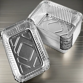 Laixin Food Grade Aluminium 1100ml Tray Lid 2.25lb Disposable Take Foil Containers 2.25lb Take Food Foil Containers 2.25lb