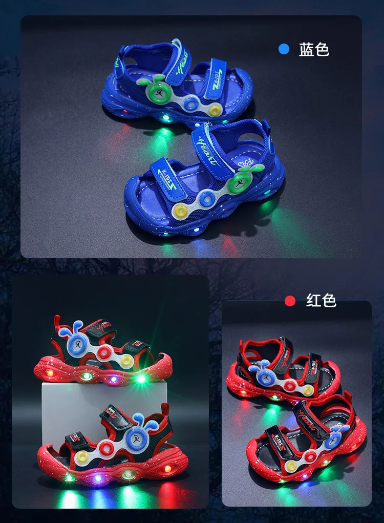 2024 Summer Lighting Sandals for Boys and Girls 1-6 Years Old Luminous Casual Shoes Soft Anti-Kick Beach Shoes for Toddlers manufacture