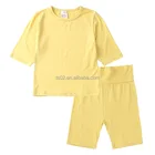 Kid's Girls Summer Kid's Suit Girls And Boys Summer Medium Sleeve Medium Trousers Style Home Wear Pajamas With High Waist