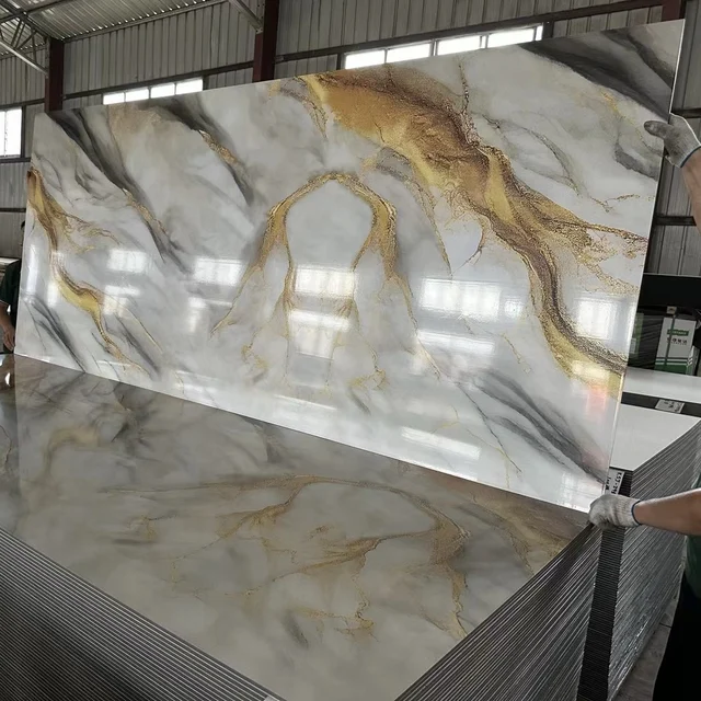 Waterproof Bathroom Paneling Sheets Wood Veneer Wall Panel Bamboo Charcoal Wood Veneer Marble Wall Panel