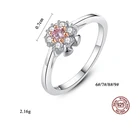Ring New Model Birthday Silver Jewelry 925 Sterling Inlay Gem Amethyst Diamond Flower Ring