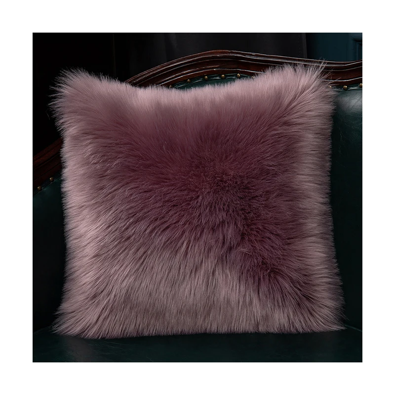 blush fur pillow