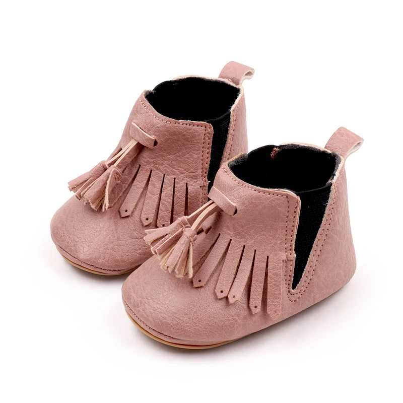 Baby Walking Shoes 0-1 Year Old Girls Soft Soles Soft PU Leather Tassel Infants Boots supplier