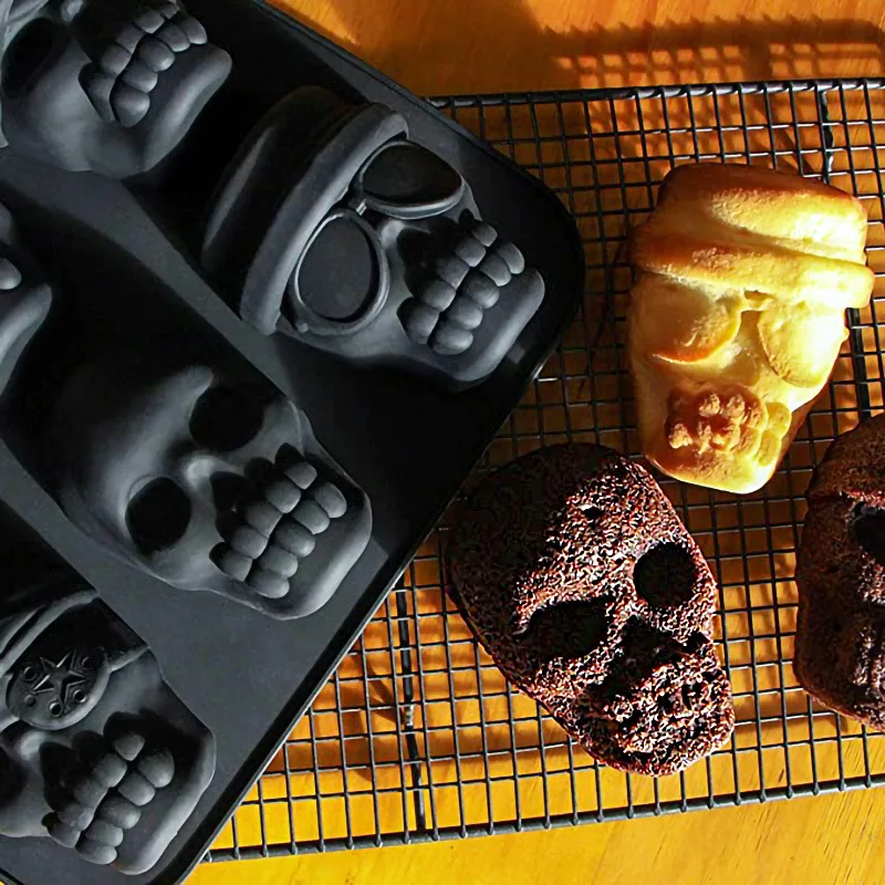 6 Cavities Halloween Silicone Chocolate Cake Mold, Baking Mold for Candy Jelly Crayon Resin